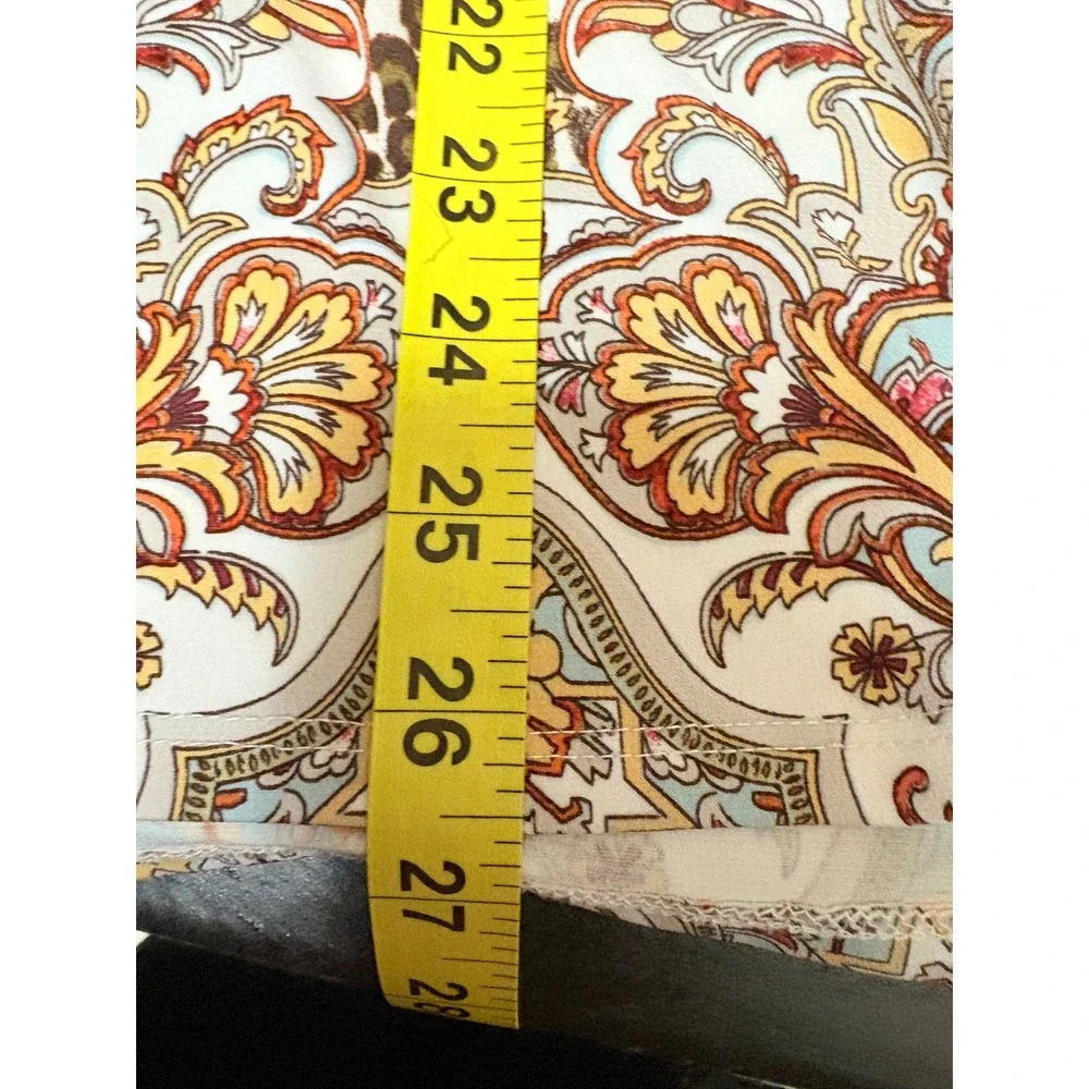 Chico's Tunic Top Womens 3 XL Leopard Paisley Floral 3/4 Sleeve Stretch Boho